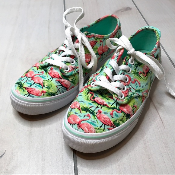 Vans Shoes - Vans Flamingo Tropical Mint Green Canvas Sneakers
